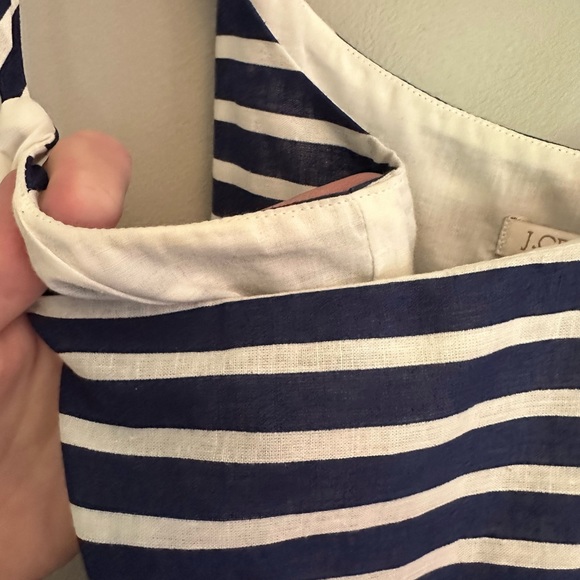 JCrew linen cotton blend blue/white striped gathered dress Size 4 - Picture 5 of 9